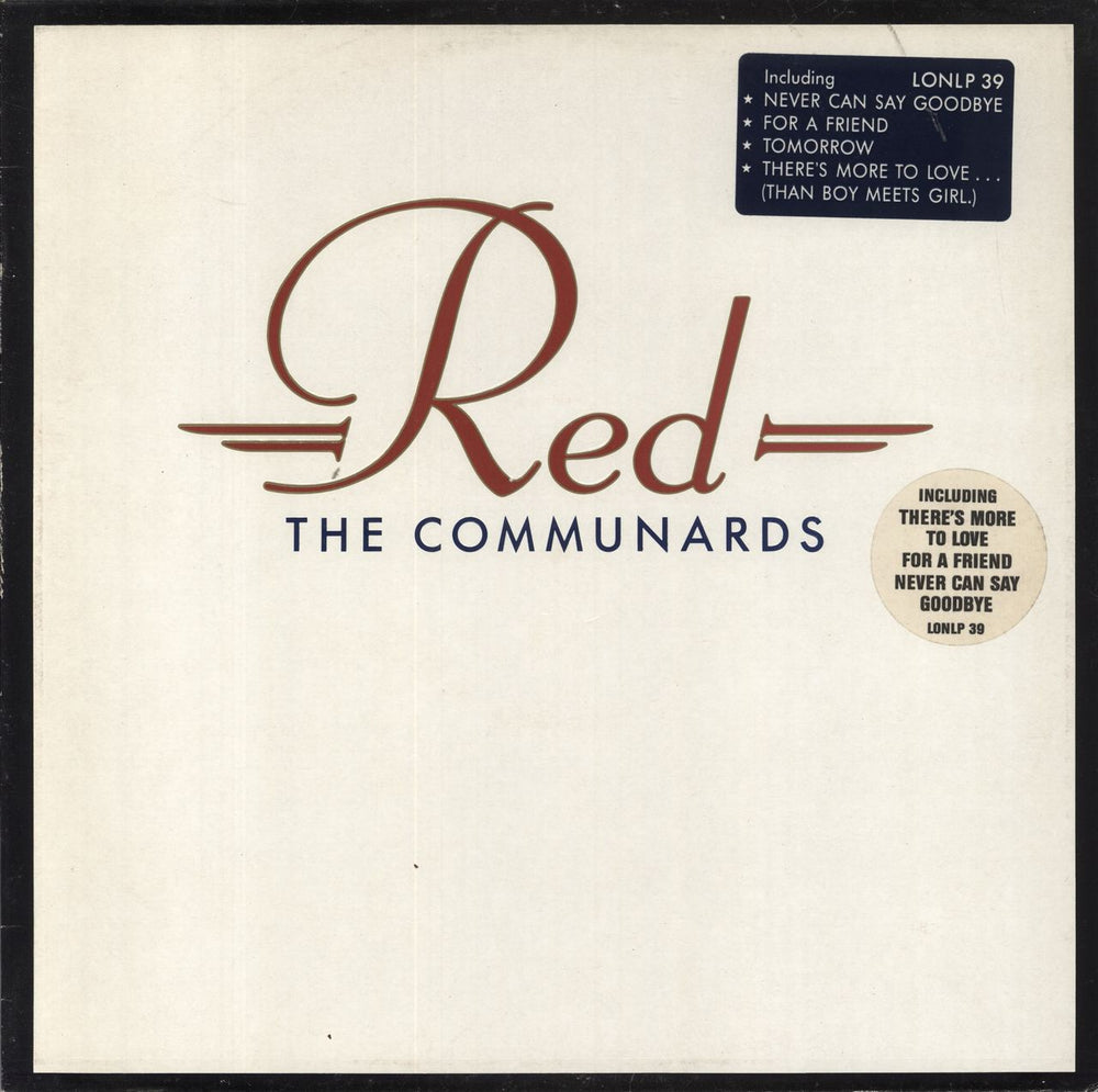 The Communards Red - Double Stickered UK vinyl LP album (LP record) LONLP39