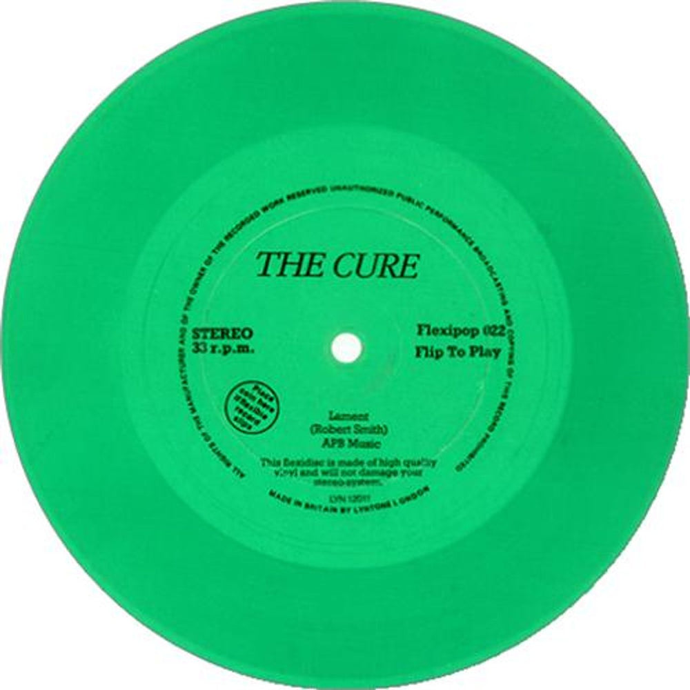 The Cure Lament Flexi - Green UK 7" vinyl single (7 inch record / 45) FLEXIPOP022