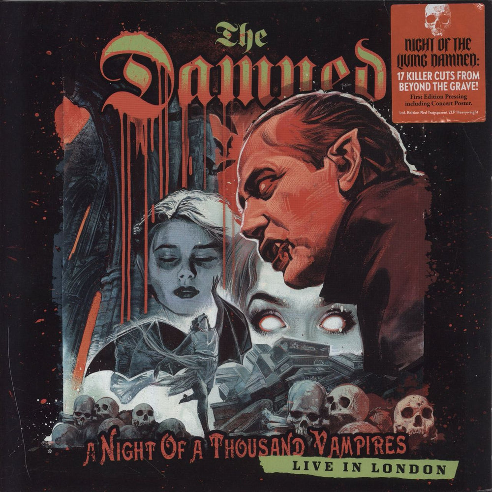 The Damned A Night Of A Thousand Vampires - Red Transparent Vinyl + Poster UK 2-LP vinyl record set (Double LP Album) 0218061EMU