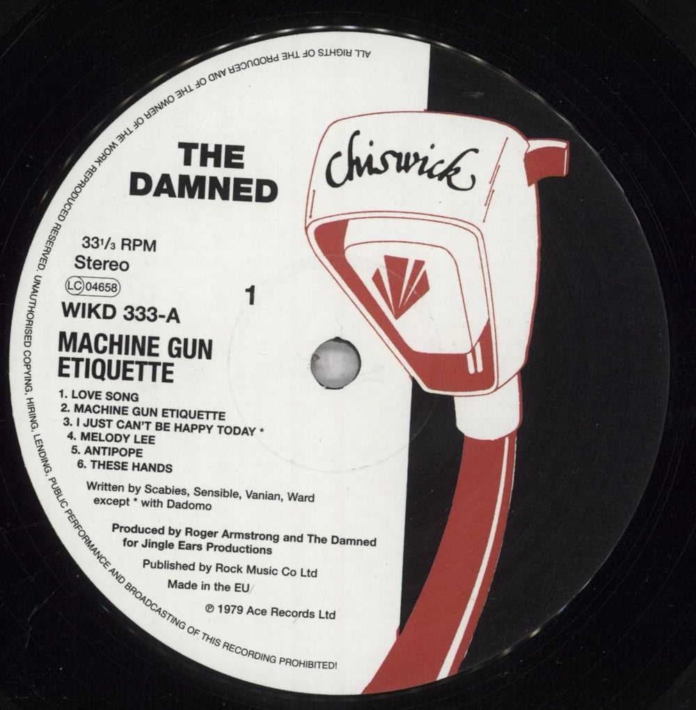 The Damned Machine Gun Etiquette UK vinyl LP album (LP record) DAMLPMA840407