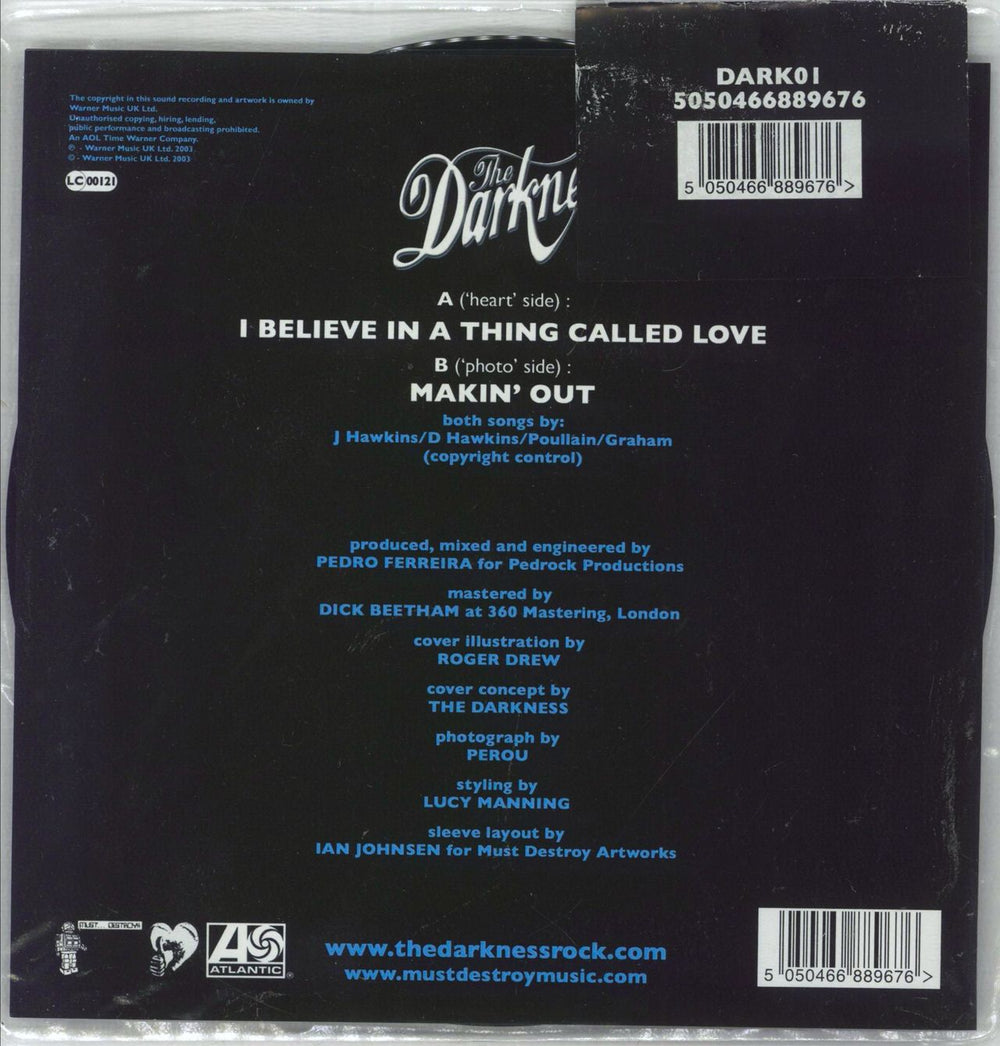 The Darkness I Believe In A Thing Called Love UK 7" vinyl picture disc (7 inch picture disc single) 5050466889676