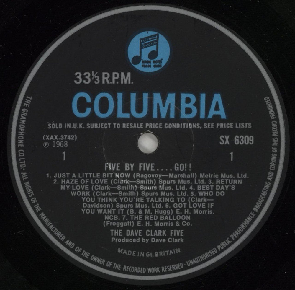 The Dave Clark Five 5 By 5 UK vinyl LP album (LP record) DVCLPBY865103