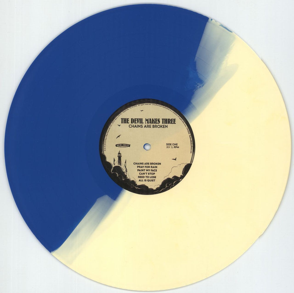 The Devil Makes Three Chains Are Broken - Cream & Blue Split Vinyl US vinyl LP album (LP record) 1KXLPCH871972
