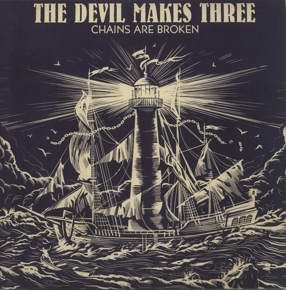 The Devil Makes Three Chains Are Broken - Cream & Blue Split Vinyl US vinyl LP album (LP record) NW5256