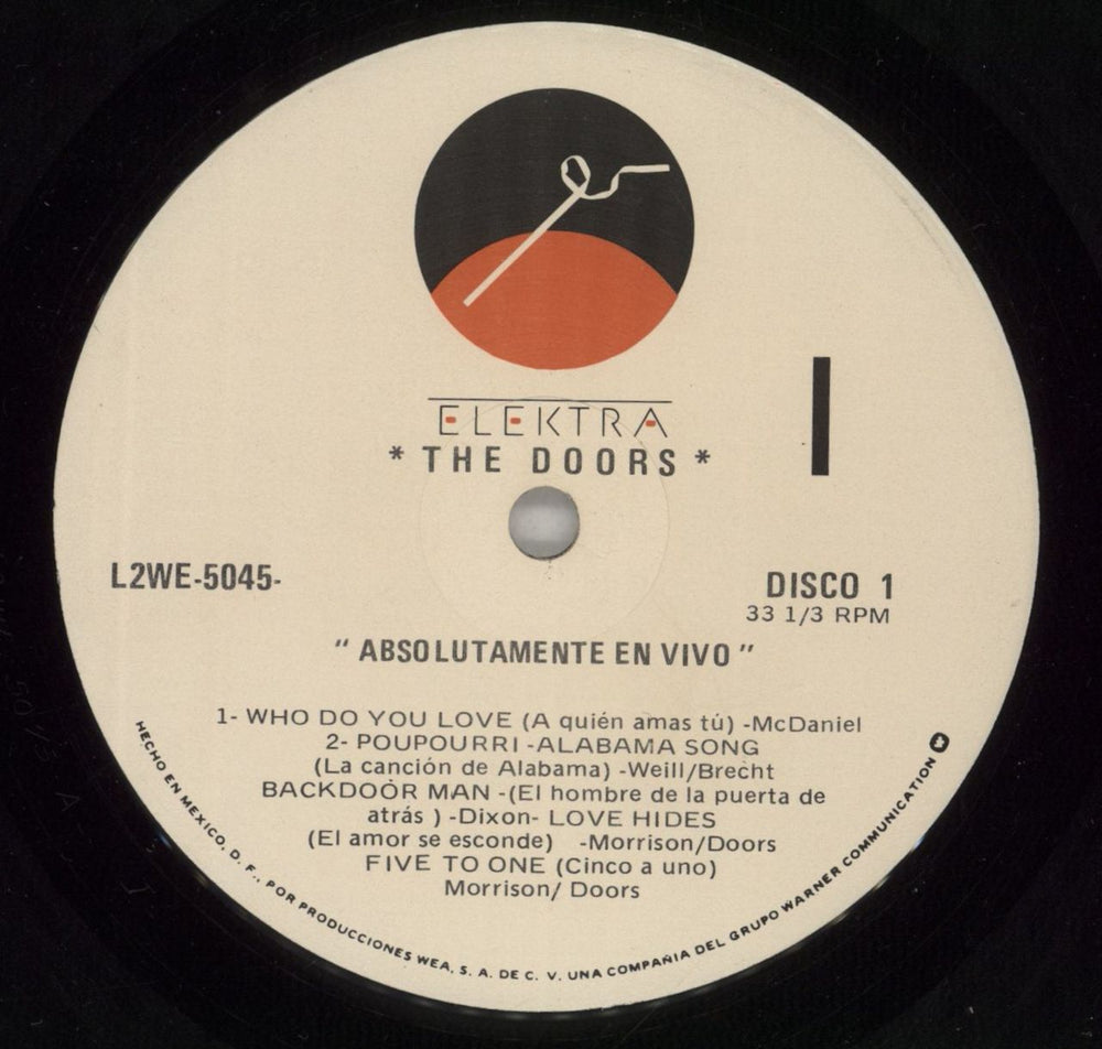 The Doors Absolutamente En Vivo - Absolutely Live - Single Pocket Sleeve Mexican 2-LP vinyl record set (Double LP Album) DOR2LAB873368