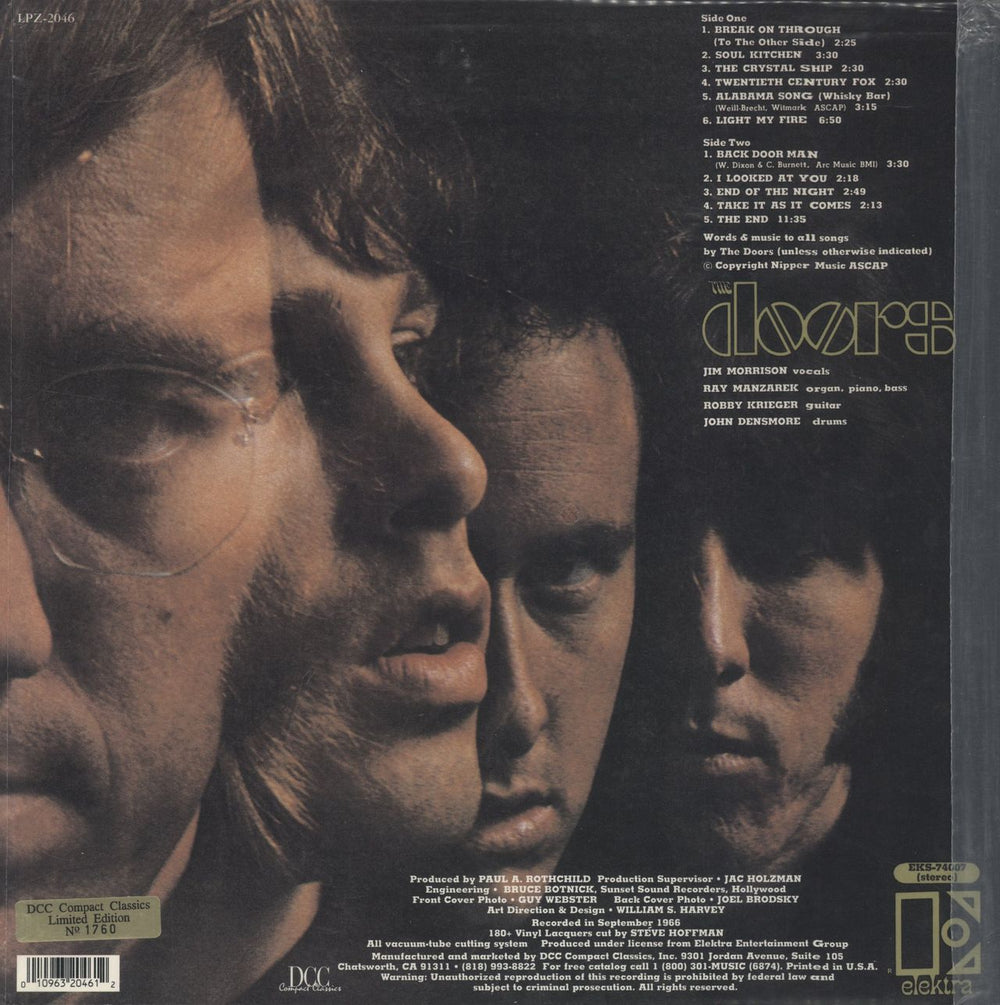 The Doors The Doors - DCC 180 Gram Vinyl - Sealed US vinyl LP album (LP record) 010963204612