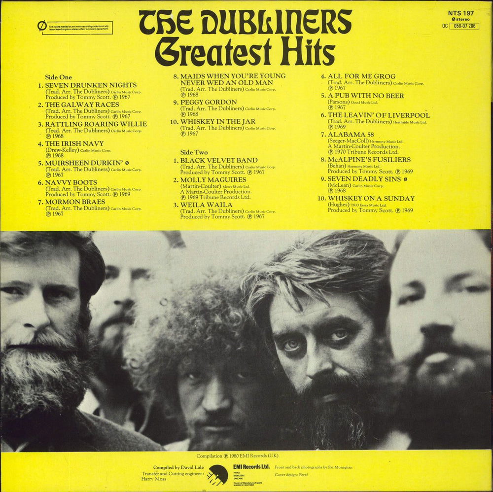 The Dubliners Greatest Hits Irish vinyl LP album (LP record)