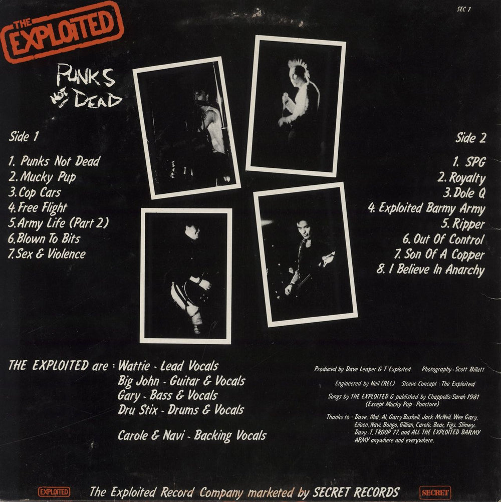 The Exploited Punks Not Dead - VG Italian vinyl LP album (LP record)
