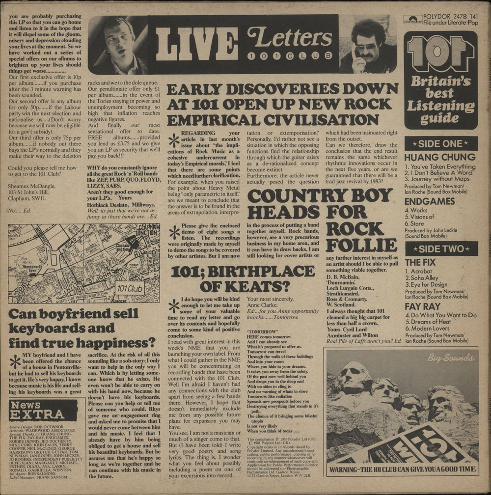 The Fixx Live Letters UK vinyl LP album (LP record)