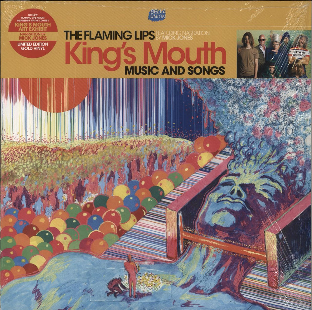 The Flaming Lips King's Mouth Music And Songs- Gold Vinyl - shrink US vinyl LP album (LP record) BELLA889V