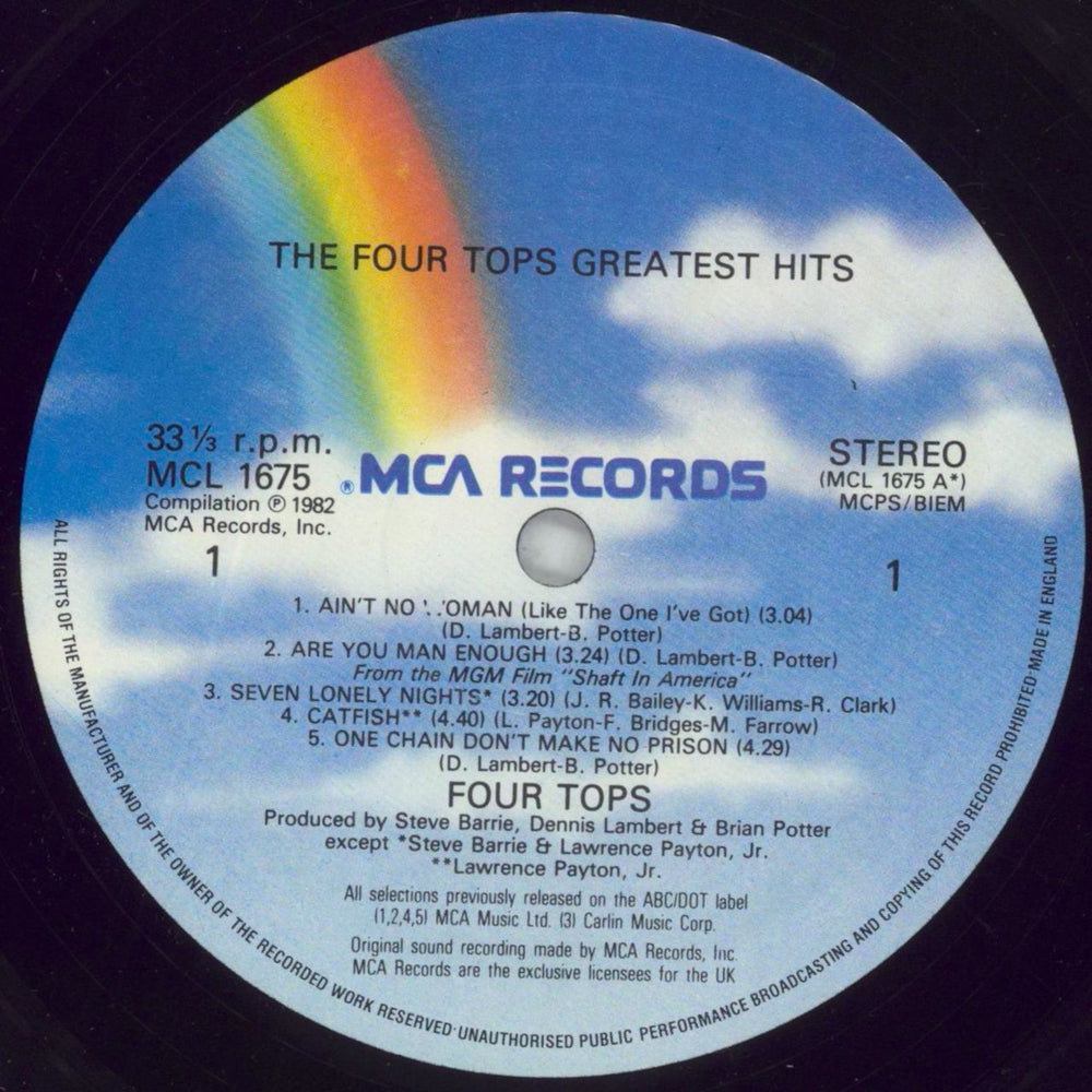 The Four Tops Greatest Hits 1972 - 1976 UK vinyl LP album (LP record) FTPLPGR391331