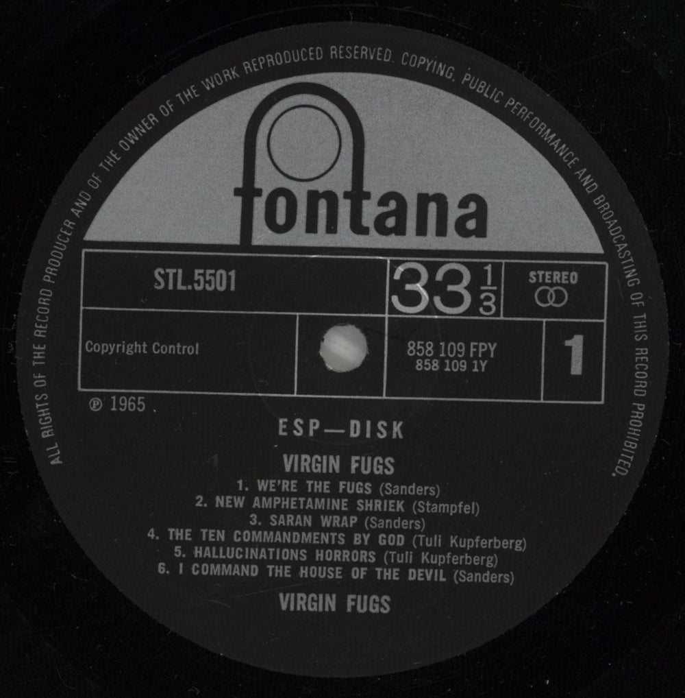 The Fugs Virgin Fugs US vinyl LP album (LP record) TFGLPVI874143