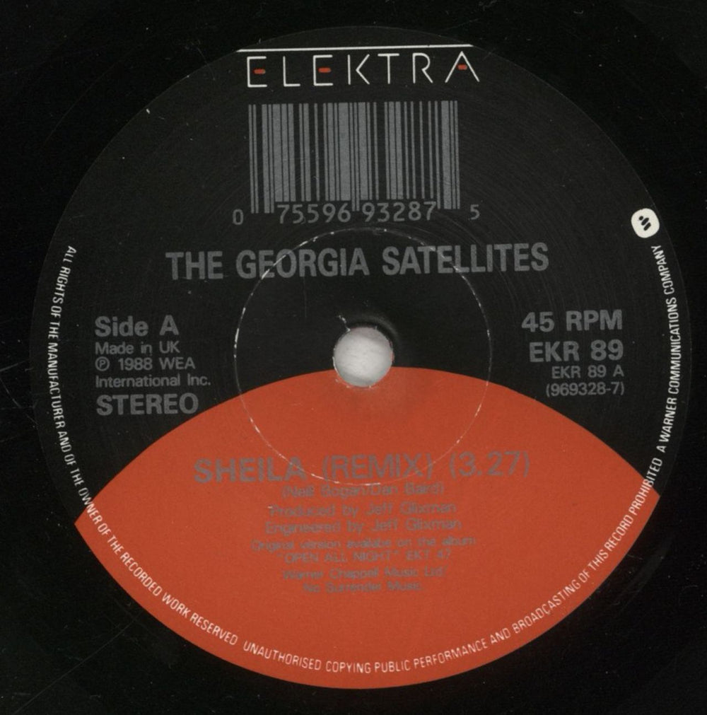 The Georgia Satellites Sheila - Remix UK 7" vinyl single (7 inch record / 45) GSA07SH518275
