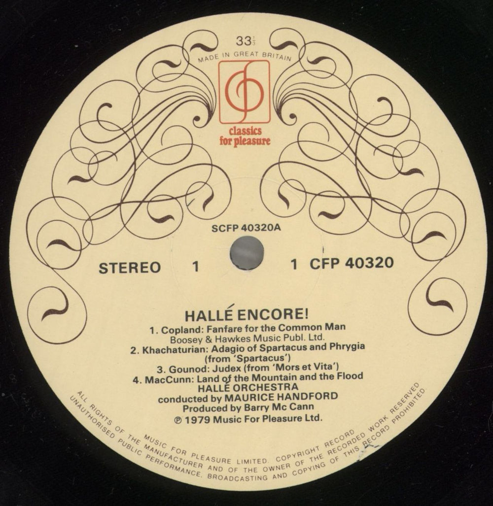 The Hallé Orchestra Hallé Encore! UK vinyl LP album (LP record) XJ9LPHA636162