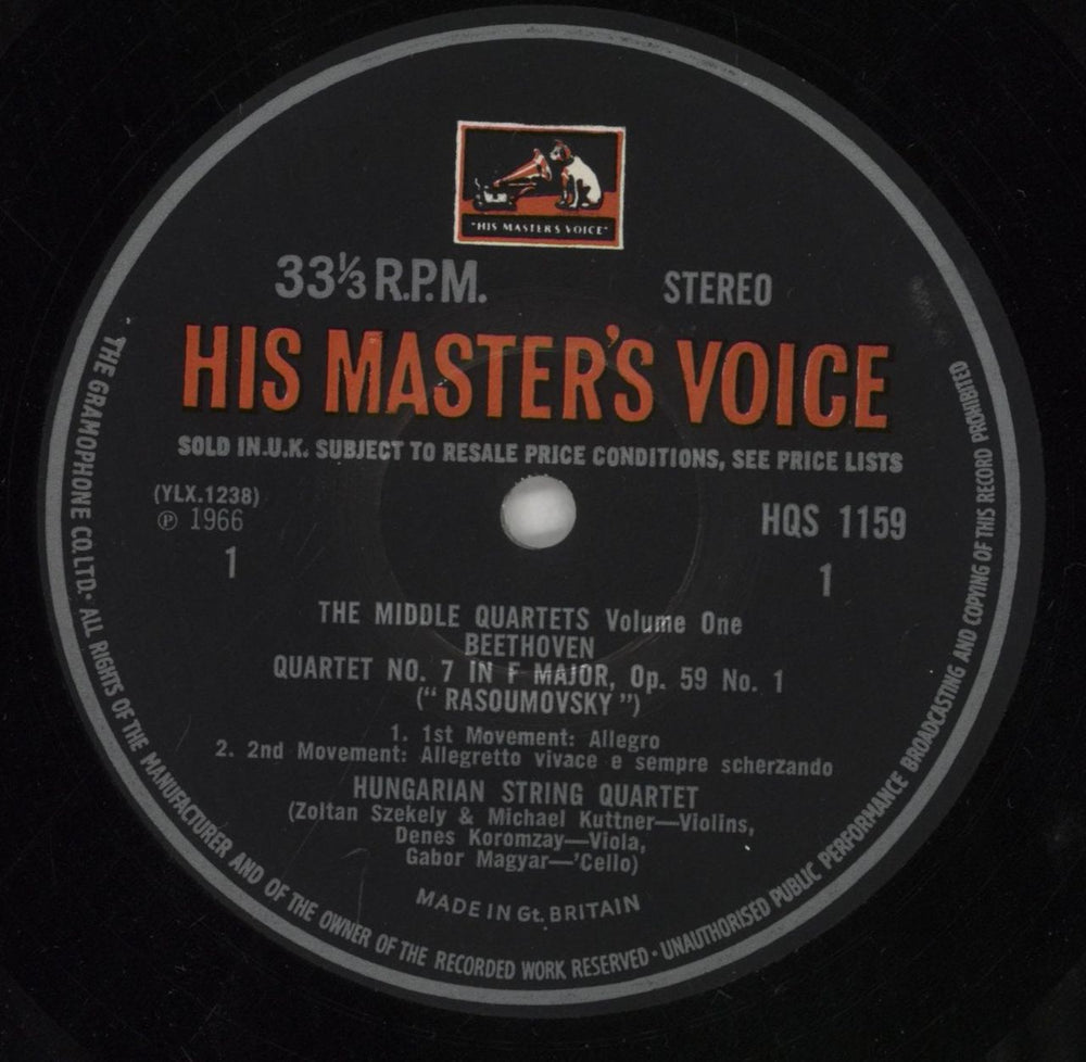 The Hungarian Quartet Beethoven: The Middle Quartets, Volume 1 UK vinyl LP album (LP record) 4KELPBE861949