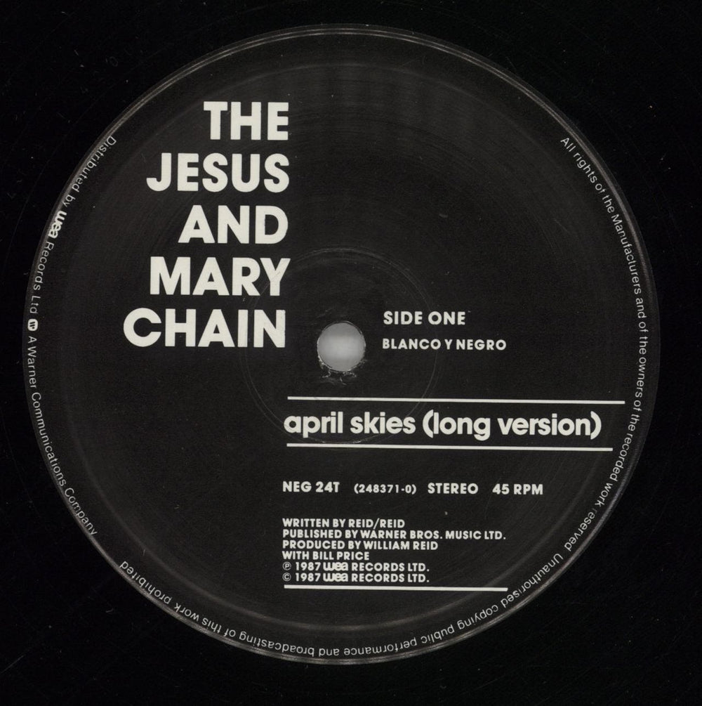 The Jesus & Mary Chain April Skies (Long Version) UK 12" vinyl single (12 inch record / Maxi-single) JMC12AP314530
