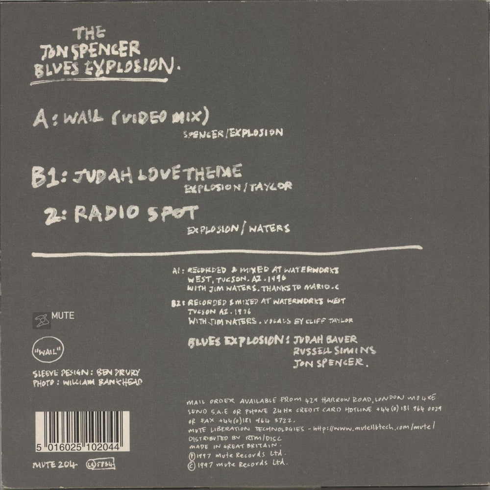 The Jon Spencer Blues Explosion Wail UK 7" vinyl single (7 inch record / 45) 5016025102044