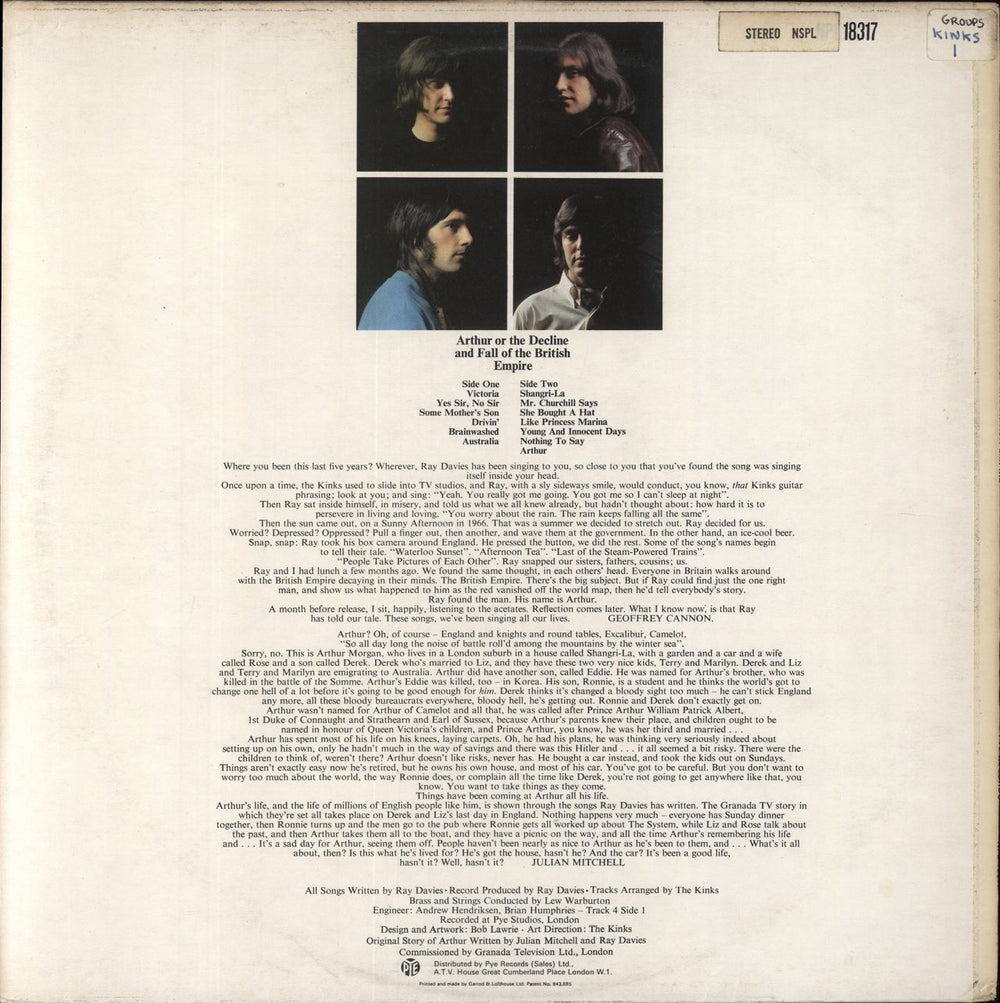 The Kinks Arthur - 2nd - EX UK vinyl LP album (LP record)