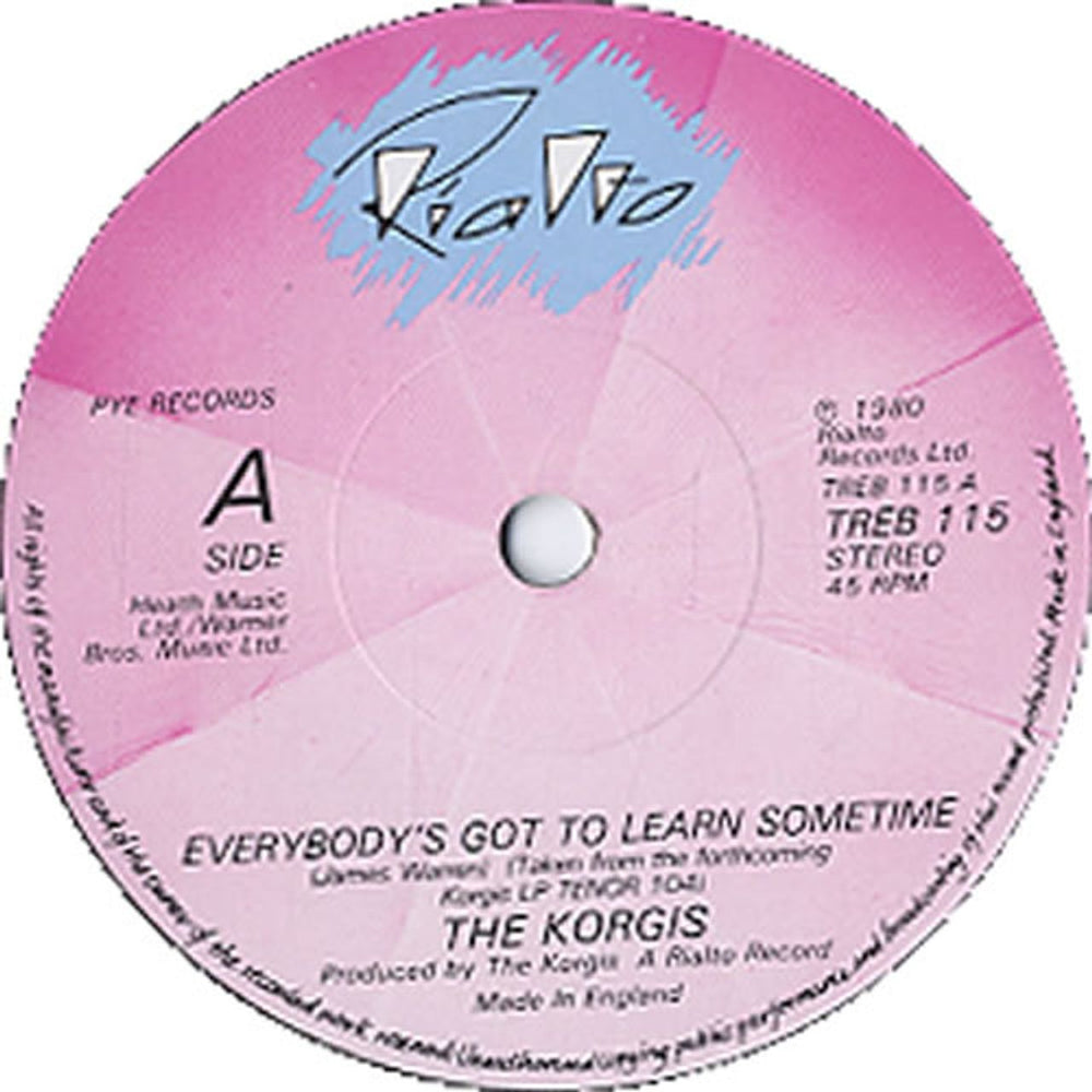 The Korgis Everybody's Got To Learn Sometime - Solid UK 7" vinyl single (7 inch record / 45) TREB115