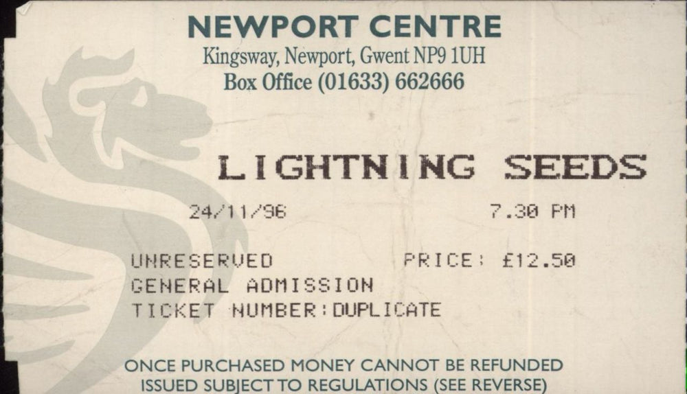 The Lightning Seeds Dizzy Heights Tour + Ticket UK tour programme SEETRDI858276