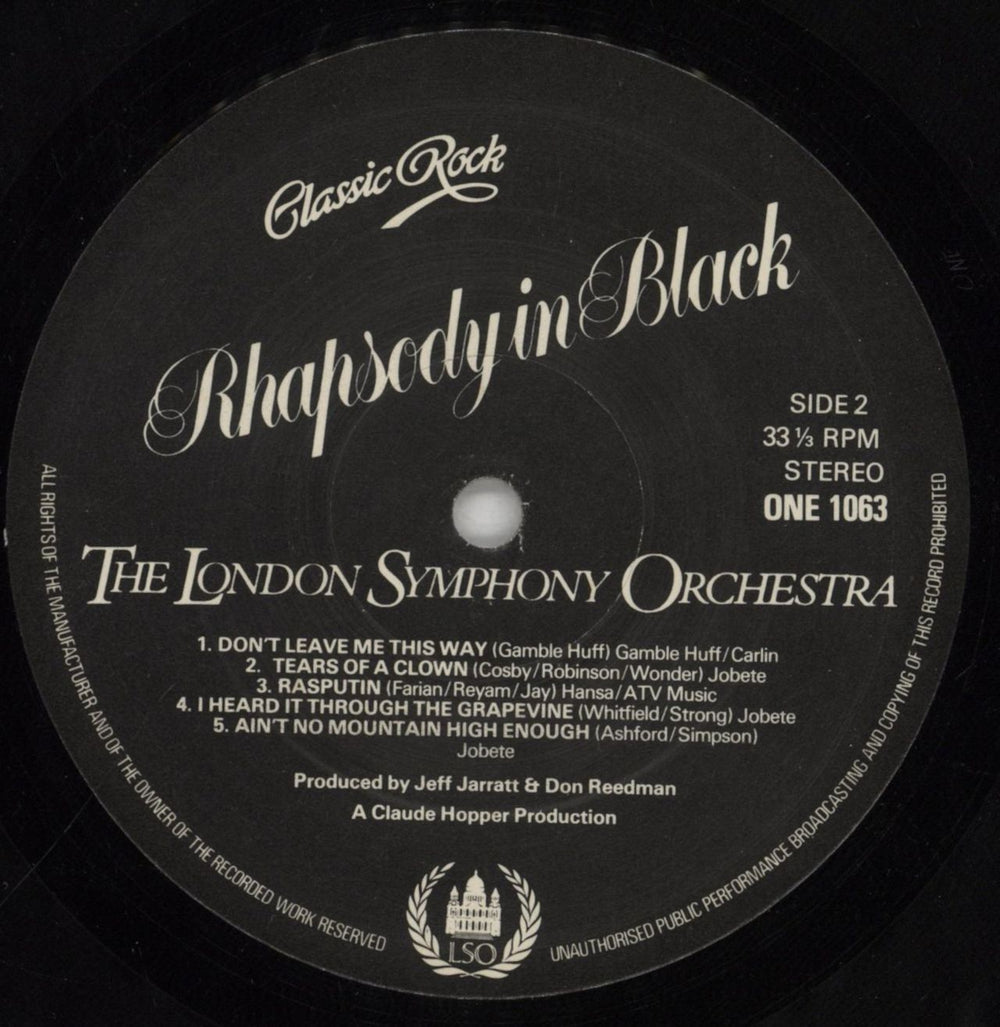 The London Symphony Orchestra Rhapsody In Black UK vinyl LP album (LP record) LQOLPRH508185