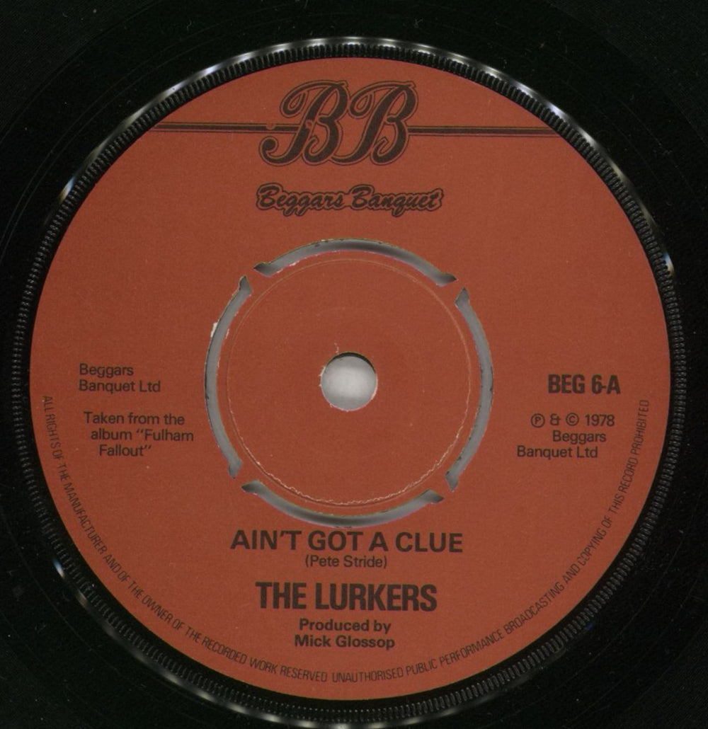 The Lurkers Ain't Got A Clue - 1st + Flexi UK 7" vinyl single (7 inch record / 45)