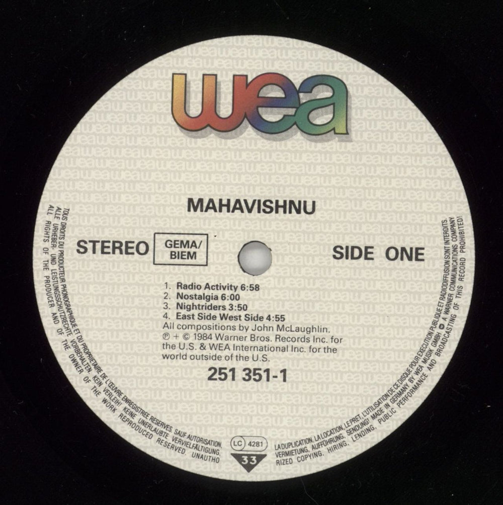 The Mahavishnu Orchestra Mahavishnu German vinyl LP album (LP record) MHVLPMA650345