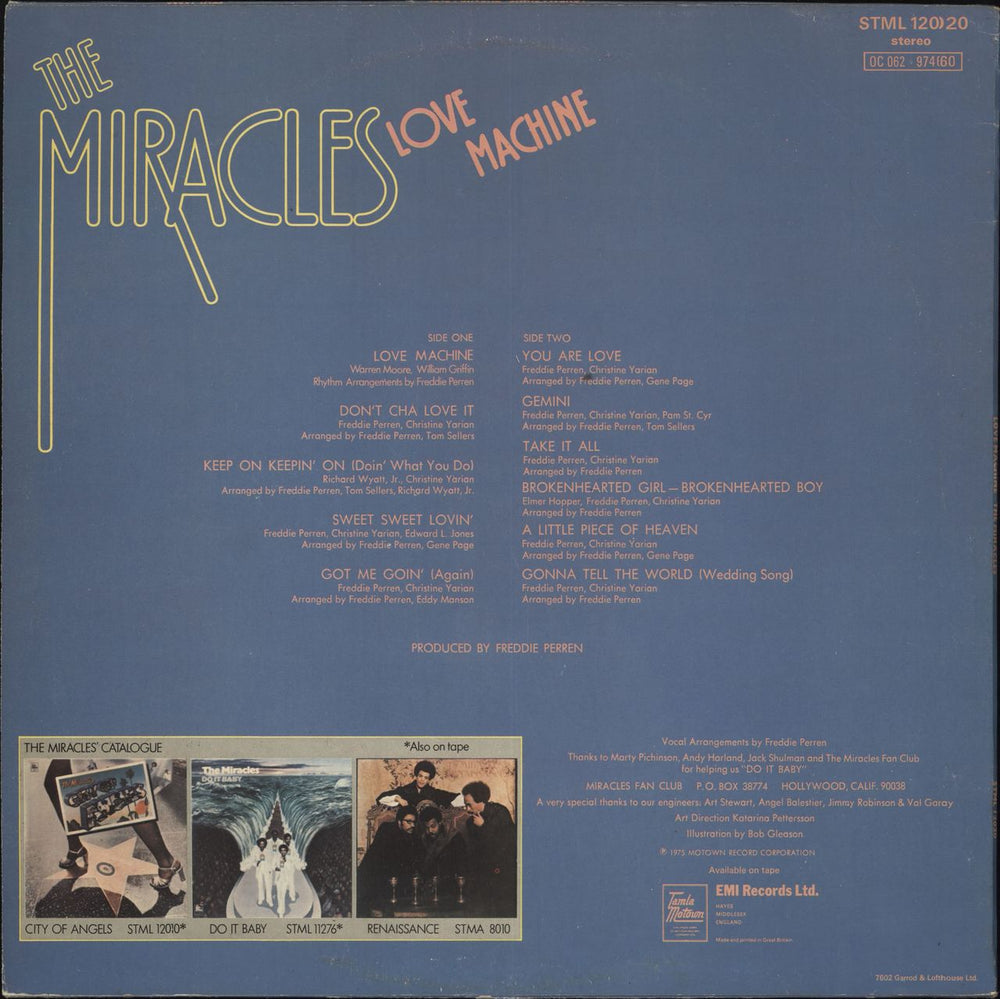 The Miracles Love Machine UK vinyl LP album (LP record)