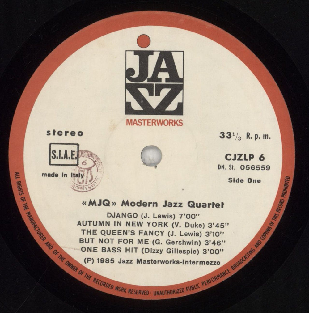 The Modern Jazz Quartet MJQ Italian vinyl LP album (LP record) MJQLPMJ363654