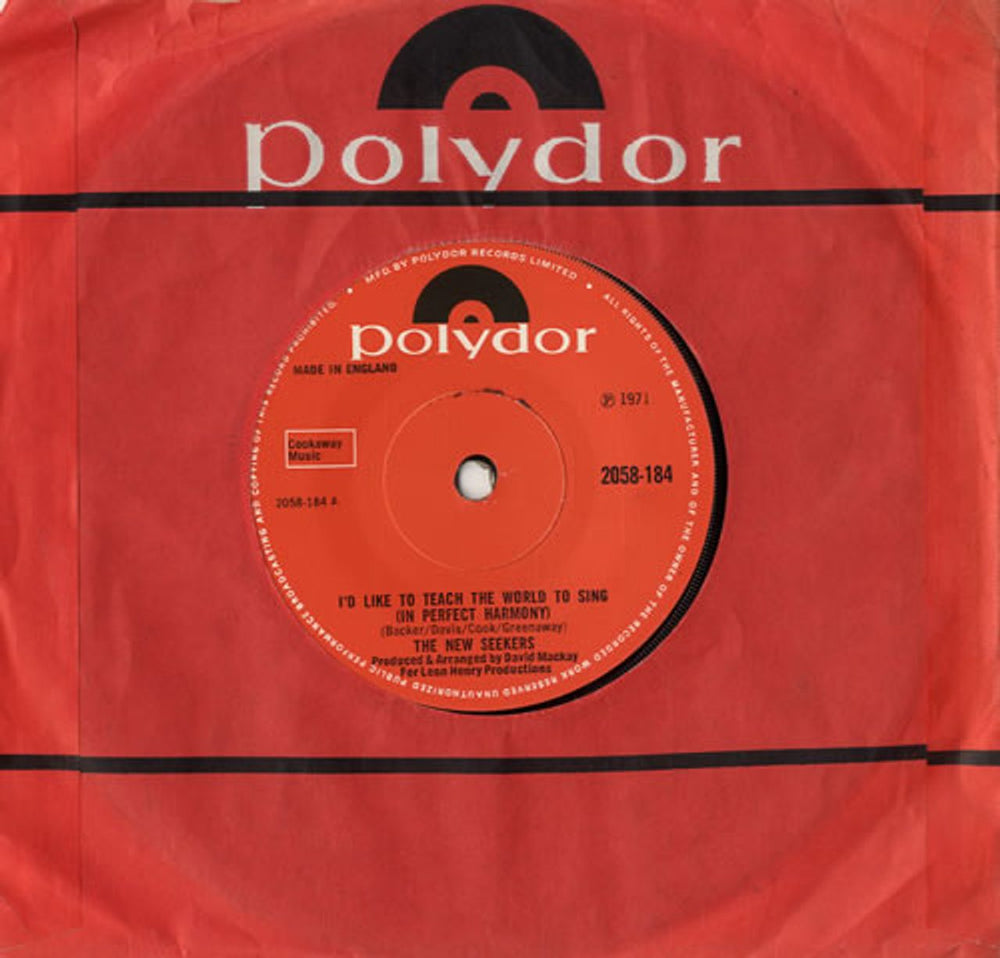 The New Seekers I'd Like To Teach The World To Sing - Solid UK 7" vinyl single (7 inch record / 45) 2058-184