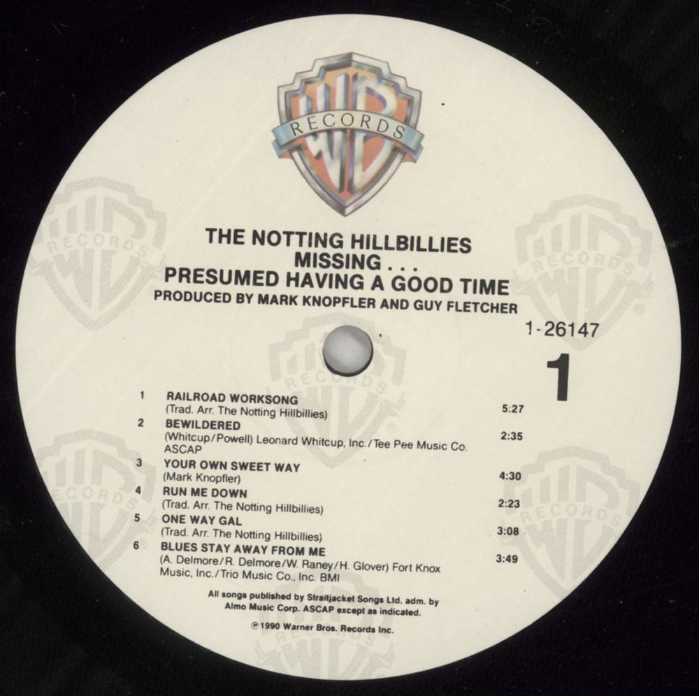 The Notting Hillbillies Missing... Presumed Having A Good Time - shrink US vinyl LP album (LP record) NOTLPMI867310