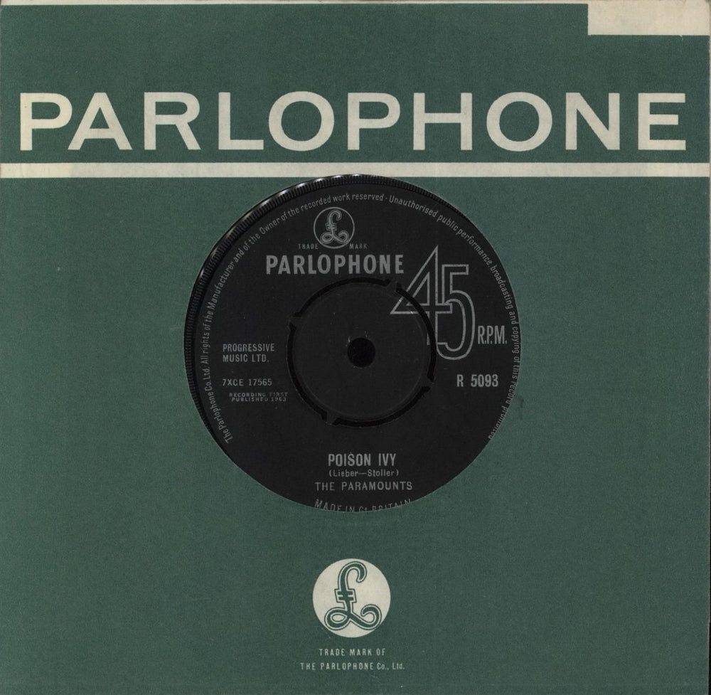 The Paramounts Poison Ivy UK 7" vinyl single (7 inch record / 45) R5093