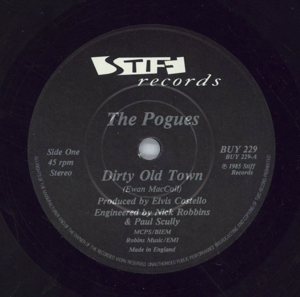The Pogues Dirty Old Town + Poster UK 7" vinyl single (7 inch record / 45) POG07DI109385
