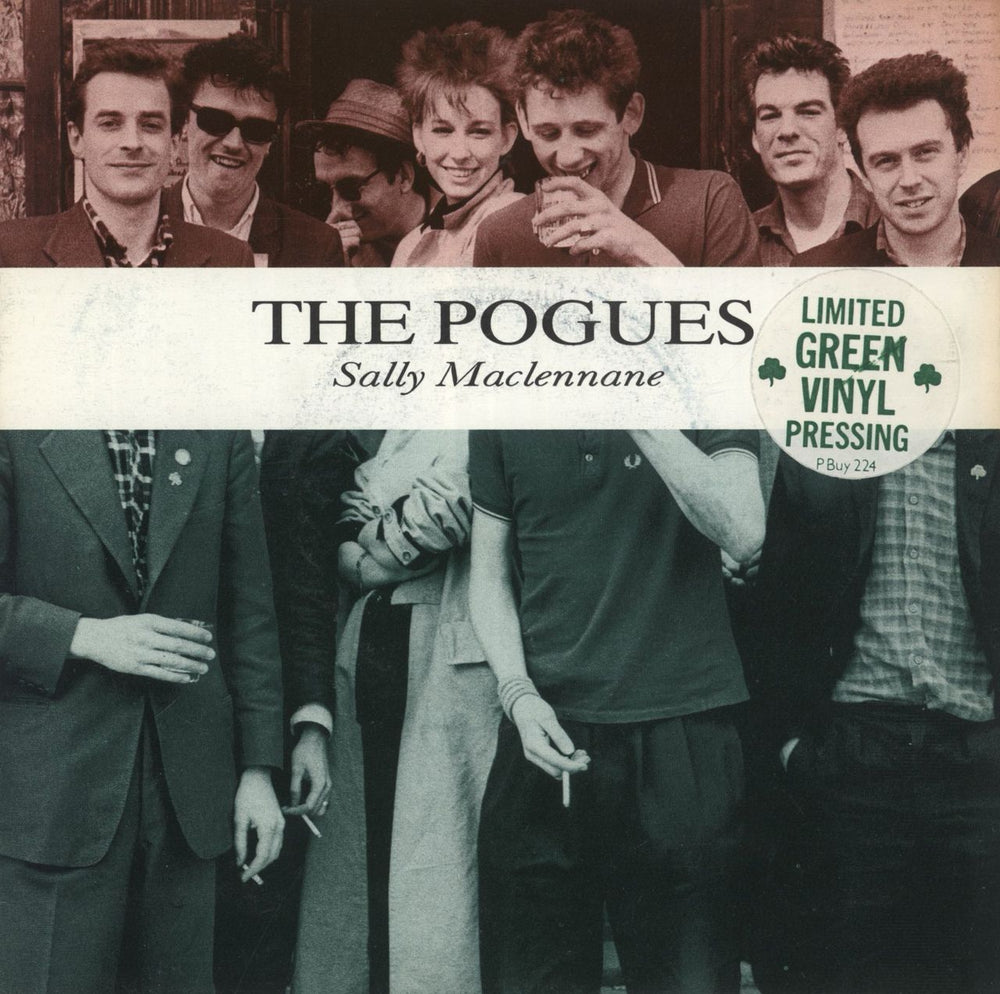 The Pogues Sally Maclennane - Green Vinyl + Poster Sleeve UK 7" vinyl single (7 inch record / 45) PBUY224