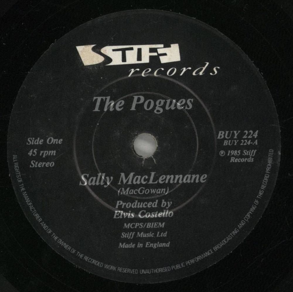 The Pogues Sally Maclennane - Poster Sleeve - EX UK 7" vinyl single (7 inch record / 45) POG07SA879220