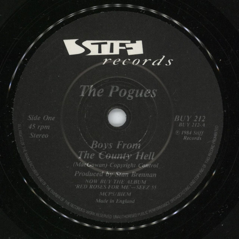 The Pogues The Boys From The County Hell - Green Tint UK 7" vinyl single (7 inch record / 45) POG07TH743918