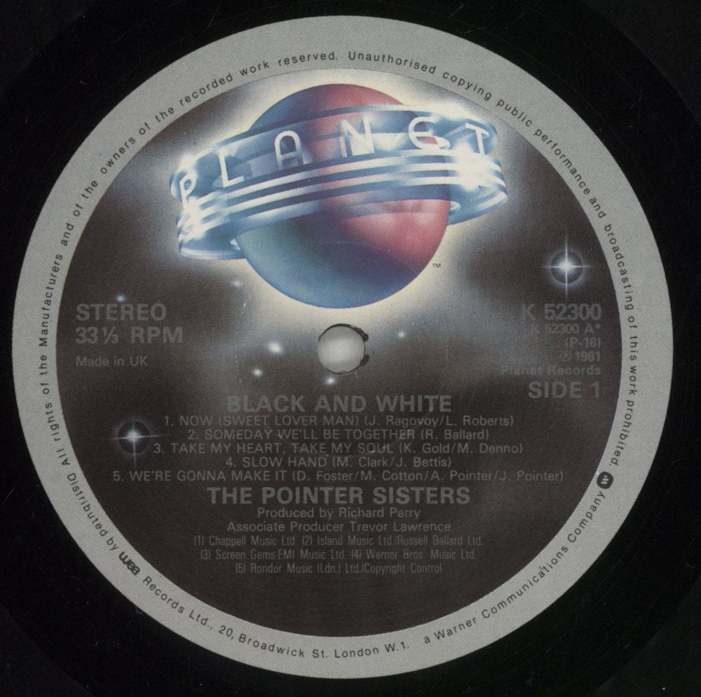 The Pointer Sisters Black & White UK vinyl LP album (LP record) TPSLPBL290283