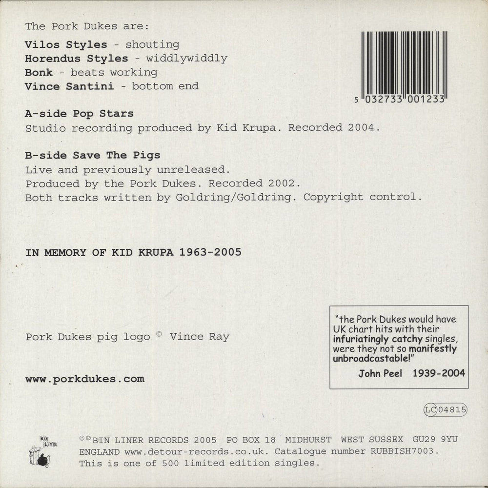 The Pork Dukes Pop Stars - Pink & Black Split Vinyl UK 7" vinyl single (7 inch record / 45) 5032733001233