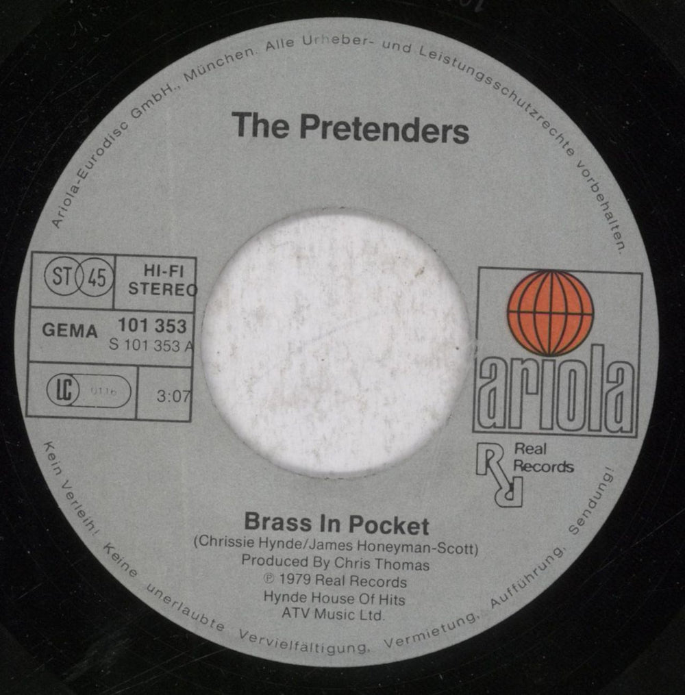 The Pretenders Brass In Pocket - Wide German 7" vinyl single (7 inch record / 45) 101353