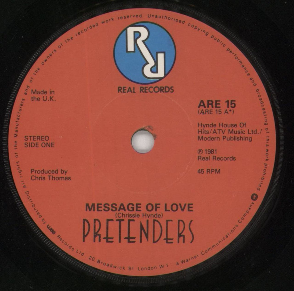 The Pretenders Message Of Love UK 7" vinyl single (7 inch record / 45) PTN07ME235043