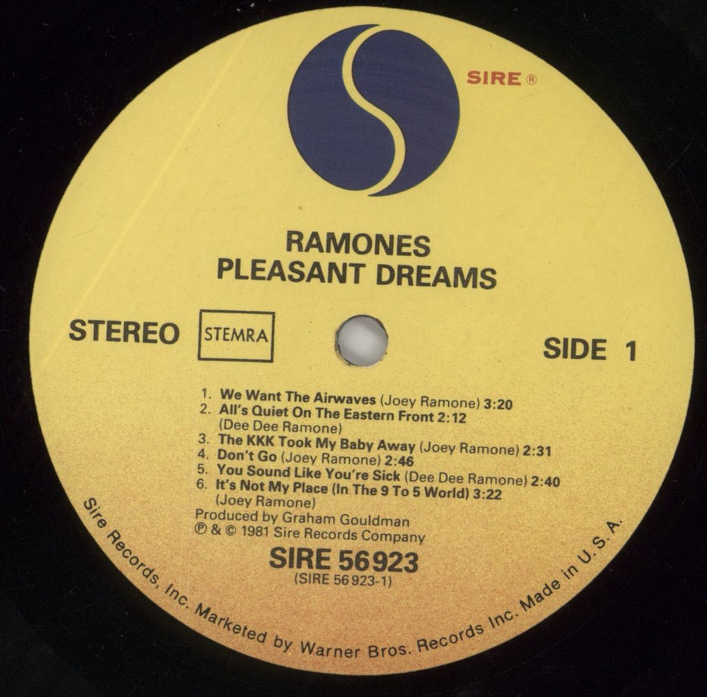 The Ramones Pleasant Dreams - VG US vinyl LP album (LP record) RAMLPPL860379