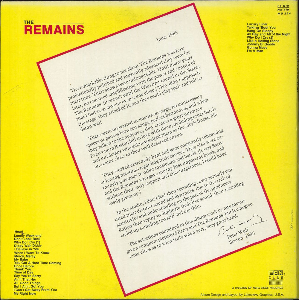 The Remains The Remains French 2-LP vinyl record set (Double LP Album)