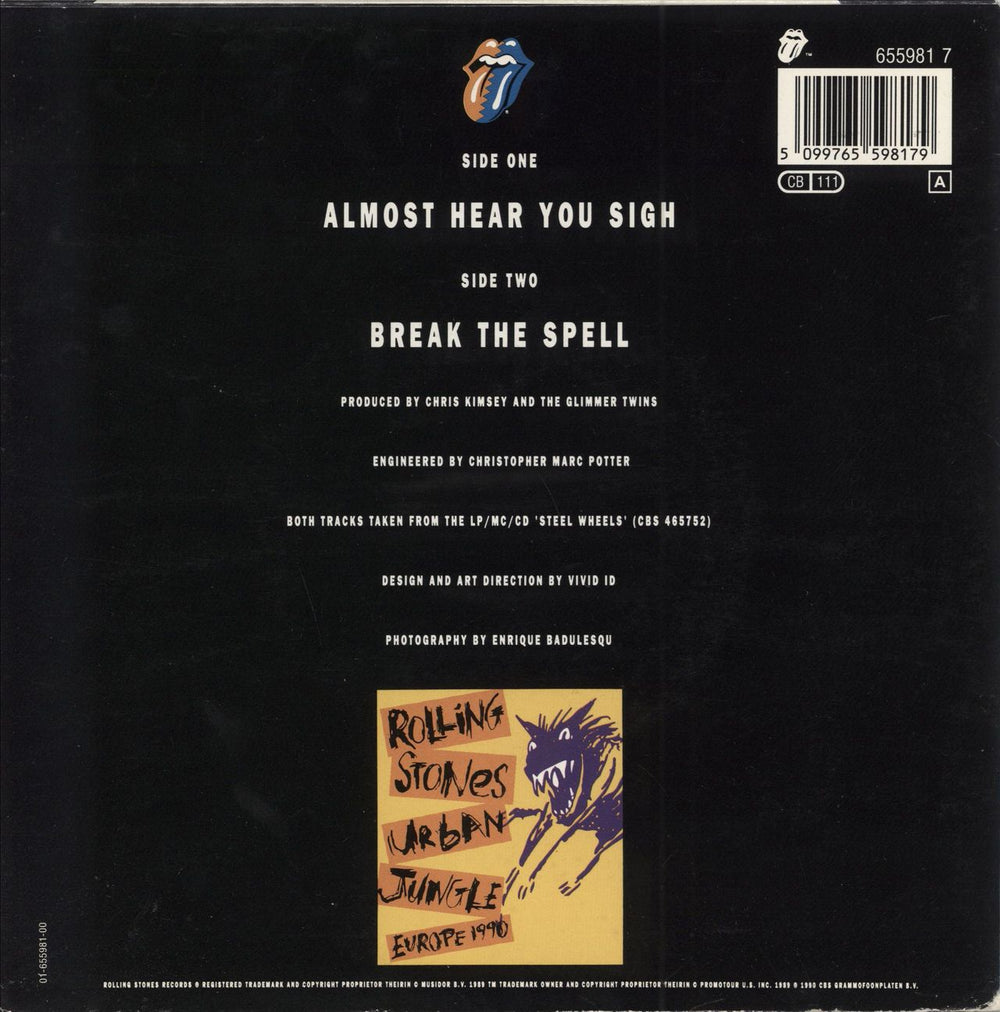 The Rolling Stones Almost Hear You Sigh - Stickered P/S Dutch Promo 7" vinyl single (7 inch record / 45) 5099765598179