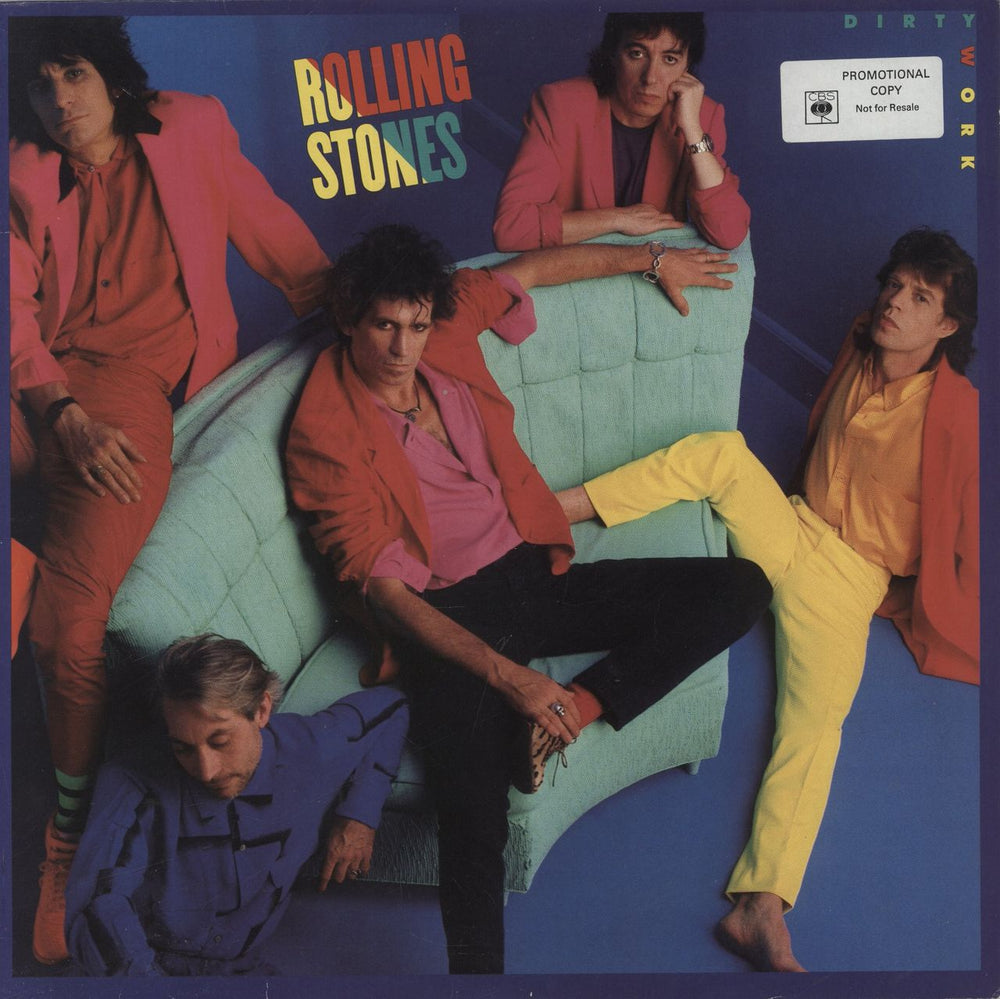 The Rolling Stones Dirty Work - Promo Stickered Sleeve UK Promo vinyl LP album (LP record) 86321