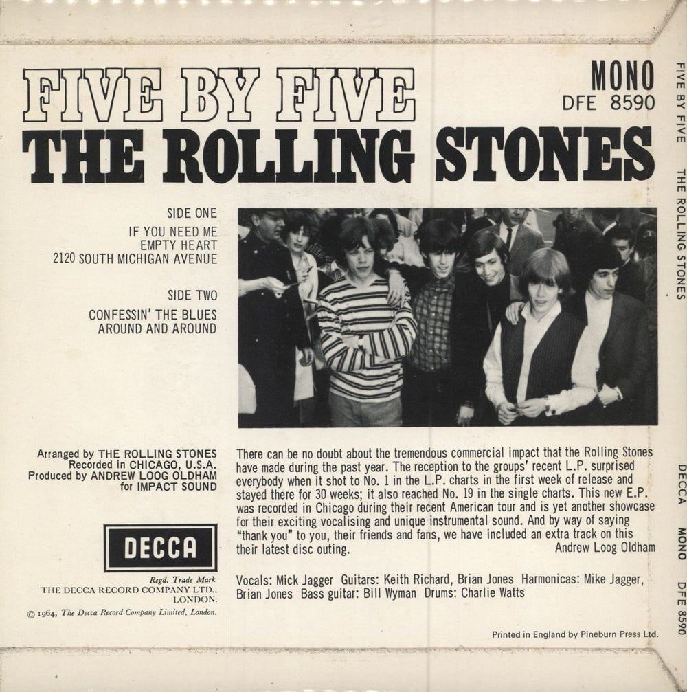 The Rolling Stones Five By Five EP - 70s - F/B UK 7" vinyl single (7 inch record / 45)