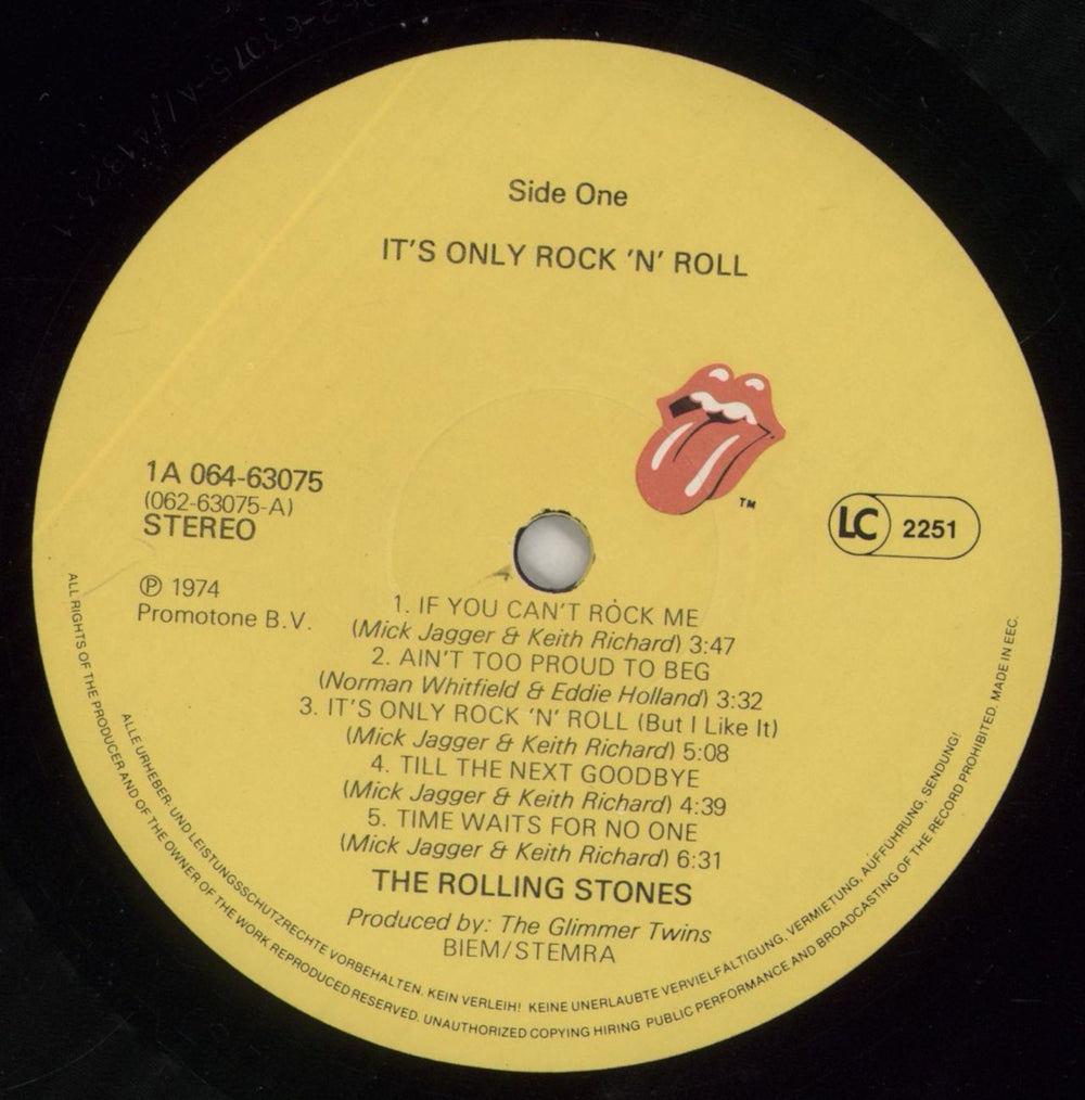 The Rolling Stones It's Only Rock 'N' Roll Dutch vinyl LP album (LP record) ROLLPIT625014
