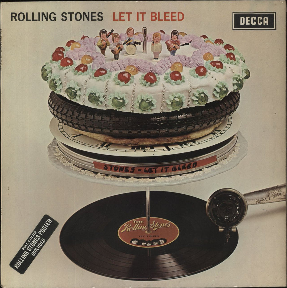 The Rolling Stones Let It Bleed - 1st - Stickered + Poster - VG UK vinyl LP album (LP record) SKL5025