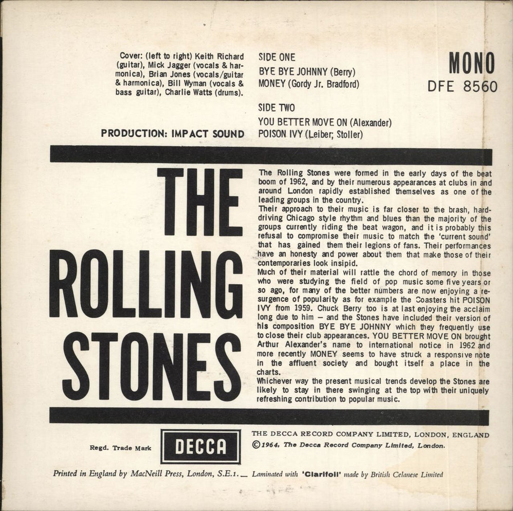 The Rolling Stones The Rolling Stones EP - 2nd - Britco & NCB UK 7" vinyl single (7 inch record / 45)