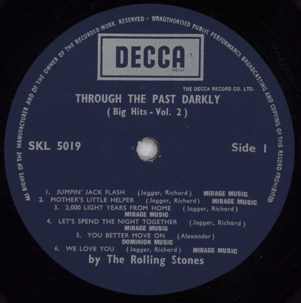 The Rolling Stones Through The Past Darkly - 4th - Oct UK vinyl LP album (LP record) ROLLPTH841537