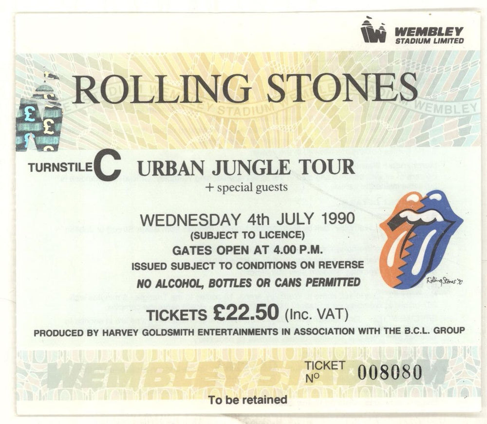 The Rolling Stones Urban Jungle: Europe 1990 + 'Bud' insert & Ticket Stub UK tour programme